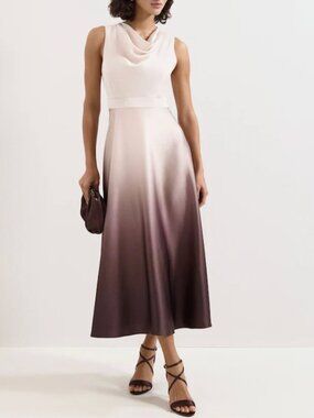 Phase Eight Cream Cheryl Ombre Midi Dress Satin Cocktail Party Event Wedding